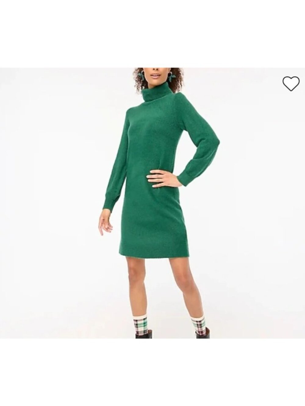 J.Crew Turtleneck Sweater Dress Size Small Green Smooth Soft Wool Blend Was $99 - Picture 1 of 14
